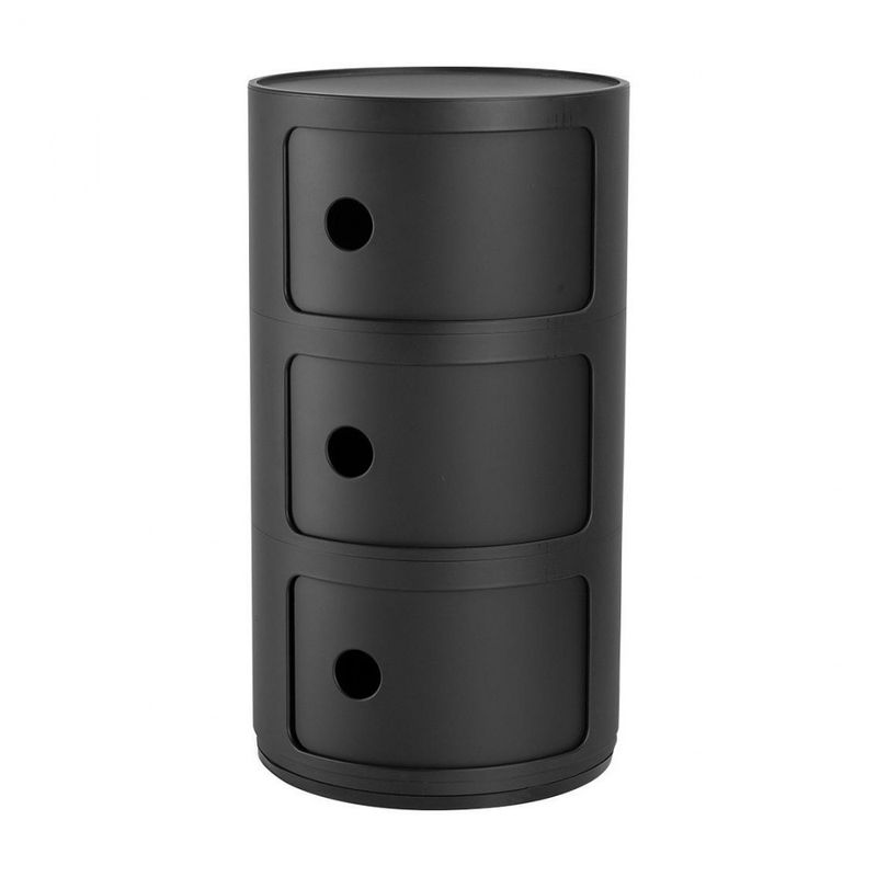Kartell Componibili 3 skuffer Black, Svart Matt Nattbord Bord