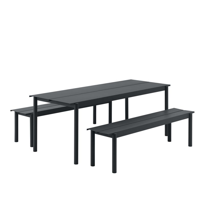 Muuto Linear Steel Table 220 cm Black, Svart Hagemøbel bord