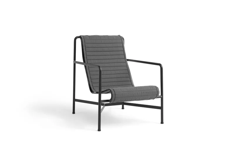 Hay Palissade Quilted Cushion Lounge Chair High Anthracite, pute