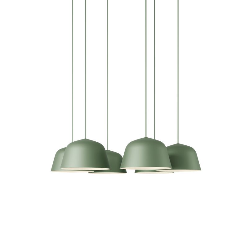 Muuto Ambit Pendant Cluster Ø25 - 6 white Dusty Green Hvit støvet grønn taklampe pendel klynge