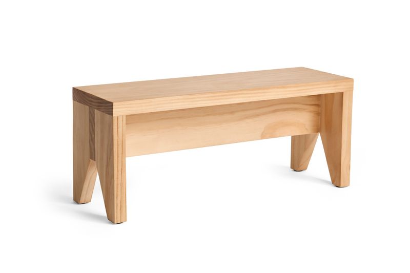 HAY Manolito Stool Long Natural L 60 cm, furu stol, krakk, sidebord, trinn