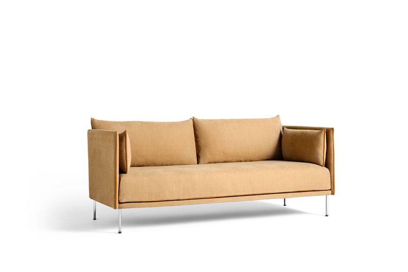 HAY Silhouette Linara 142, 2 seter sofa Crome, Leather Piping