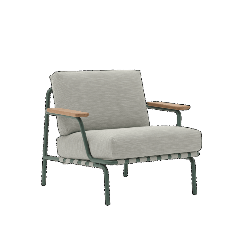 Muuto Settle 3 + 2 + 1 sittegruppe w armrest Ribbed Weave 2 Dark Green Hagemøbel Utesofa med armlener