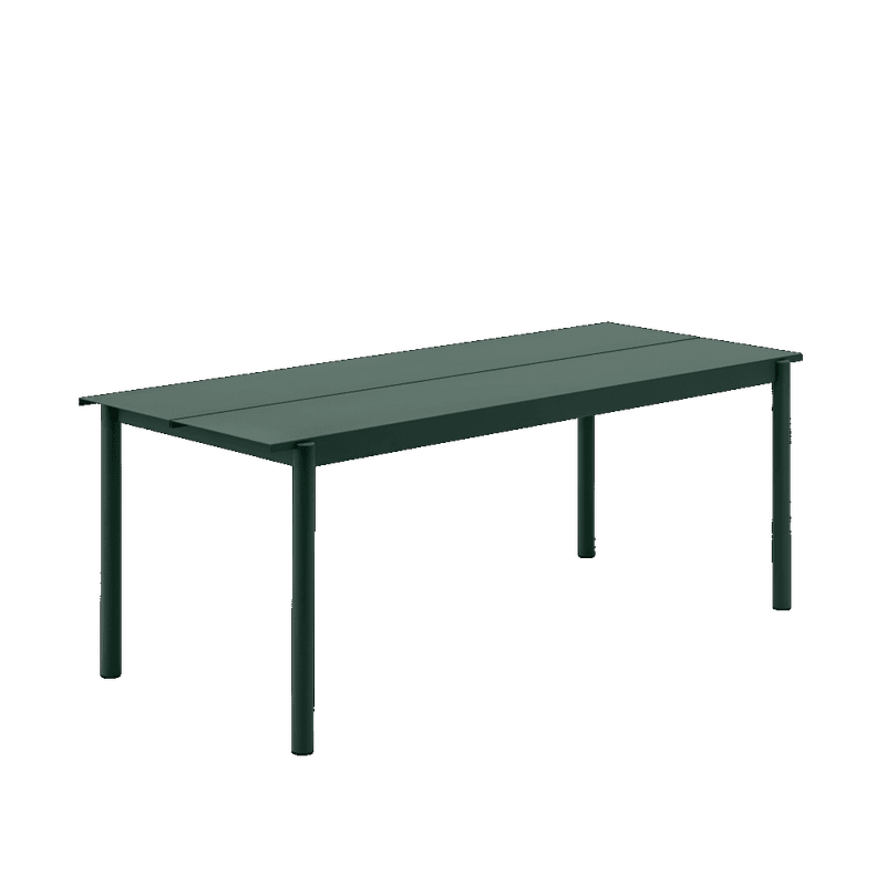 Muuto Spisegruppe Linear Steel Dark Green Table 200 cm 6 x linear steel sidechair, grønn Hagemøbel utemøbel