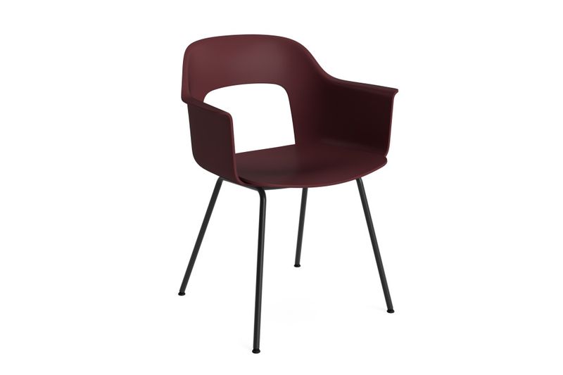 HAY Layout Armchair 211 Black powder coated steel Bordeaux polypropylene shell seat Vinrød stol spisestol med arlmener