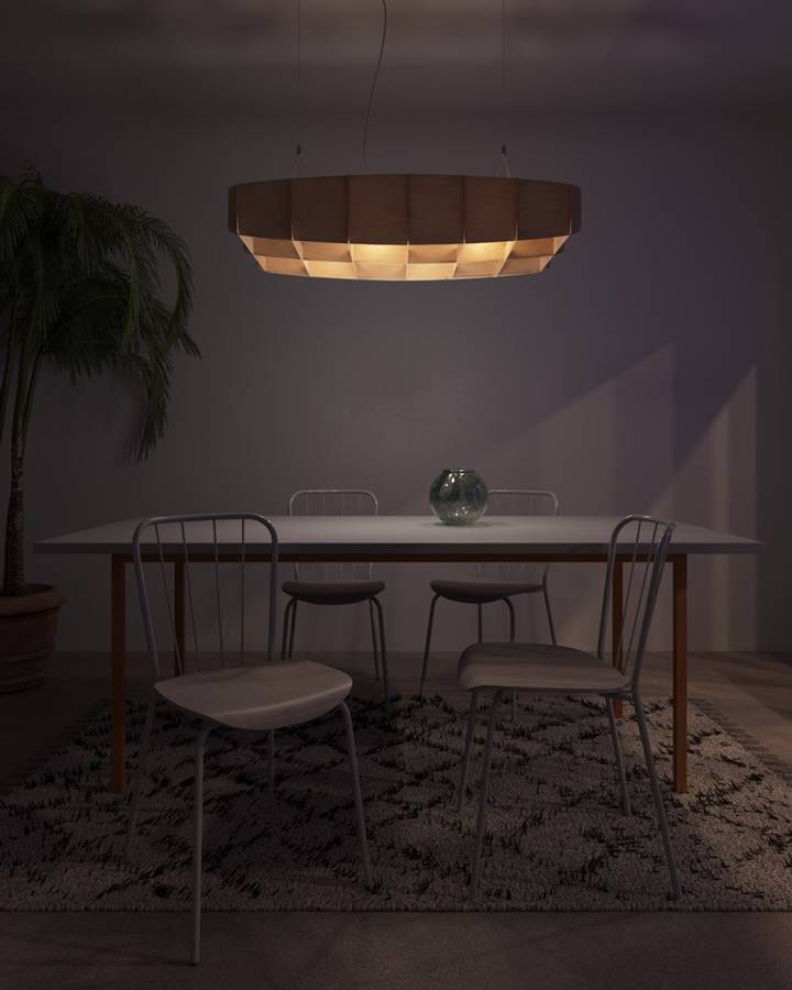 Pilke Ristikko 95 pendant Lamp Birch, Bjørk Taklampe Pendel