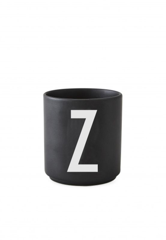 Design Letters Black Porselen Kopp A-Z