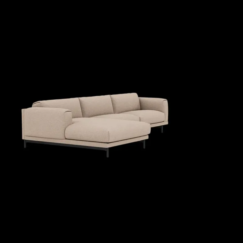Muuto Rest Chaise Longue Left sofa Hearth 6, Black Grå med svarte ben, sofa